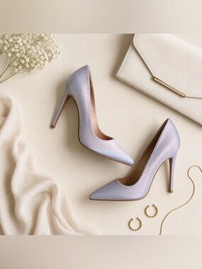 Stuart Weitzman Satin Stiletto Heels Silver Formal Wedding Pumps 10